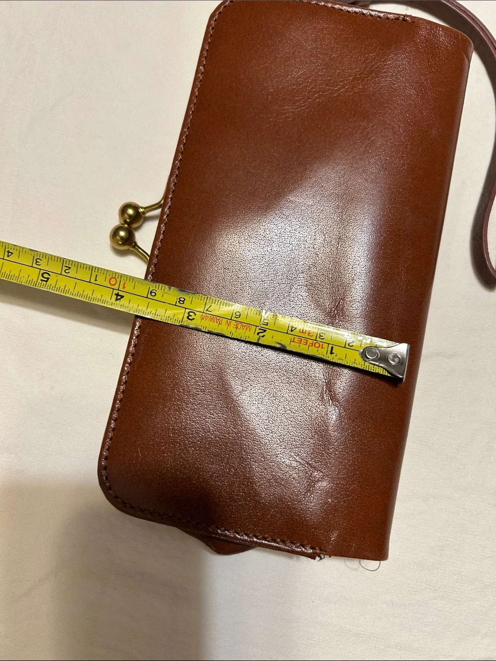 margot Brown Leather Wristlet Wallet with Gold Tone Hardware